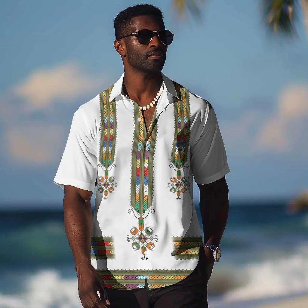 Ethiopia Hawaiian Shirt Ethiopian Traditional Habesha Style LT15