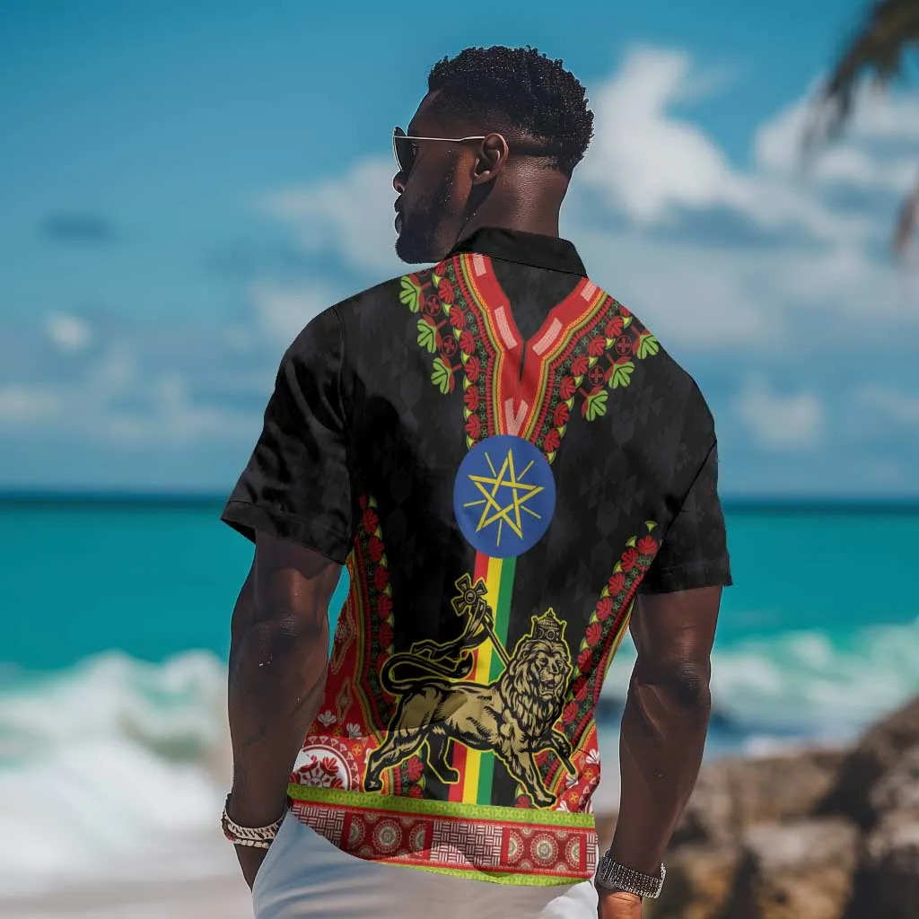 Ethiopia Lion of Judah and The Star Seal Hawaiian Shirt Dashiki Style LT03