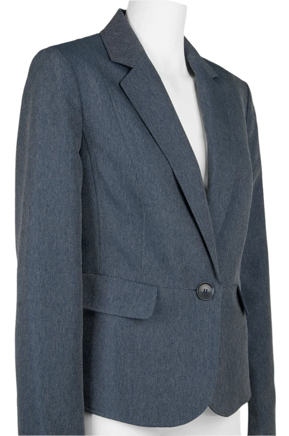 Evan Picone Notched Collar Button Long Sleeve Twill Blazer