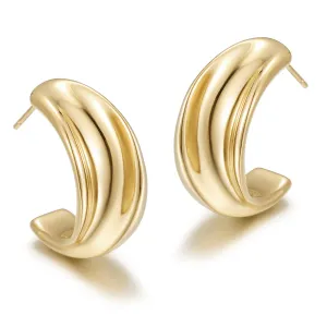 Exaggerated C-shaped smooth earrings-SCE449STGC