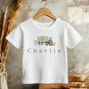 Farm Animals Tractor Personalised Toddler & Kids T Shirt