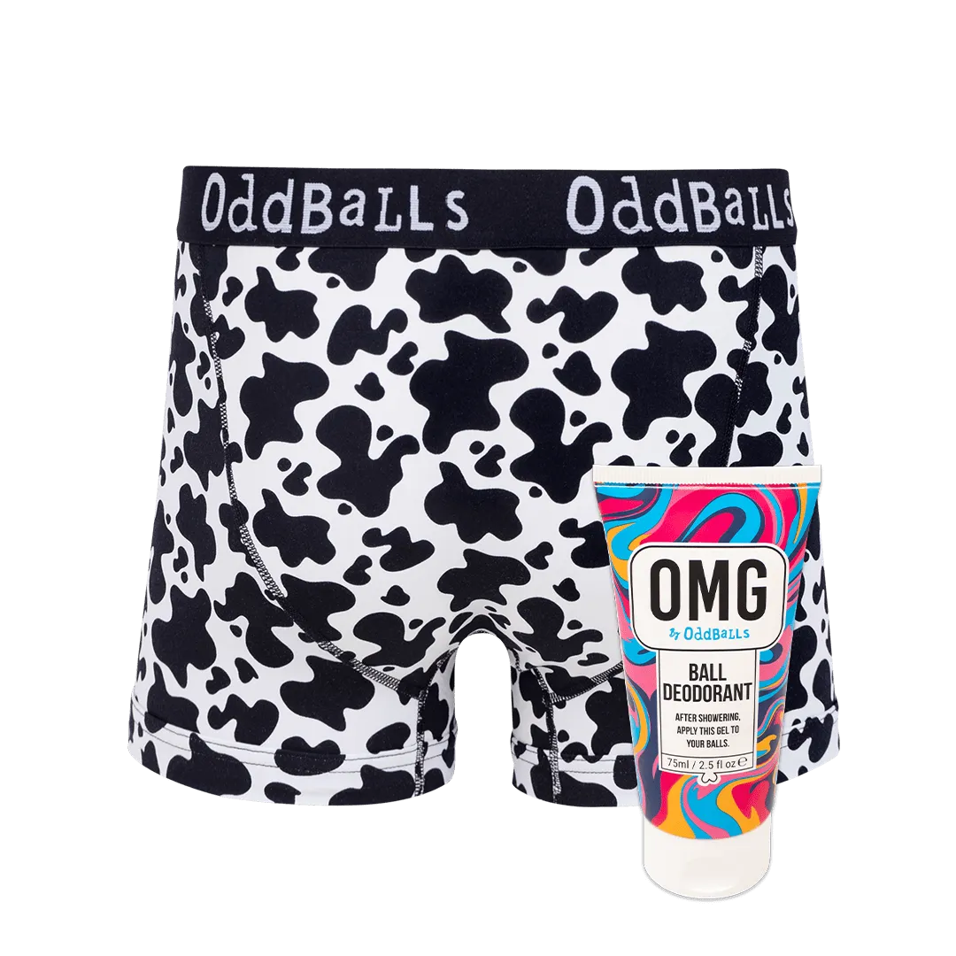 Fat Cow - Mens Boxer Shorts & Ball Deodorant Bundle