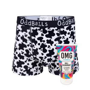 Fat Cow - Mens Boxer Shorts & Ball Deodorant Bundle