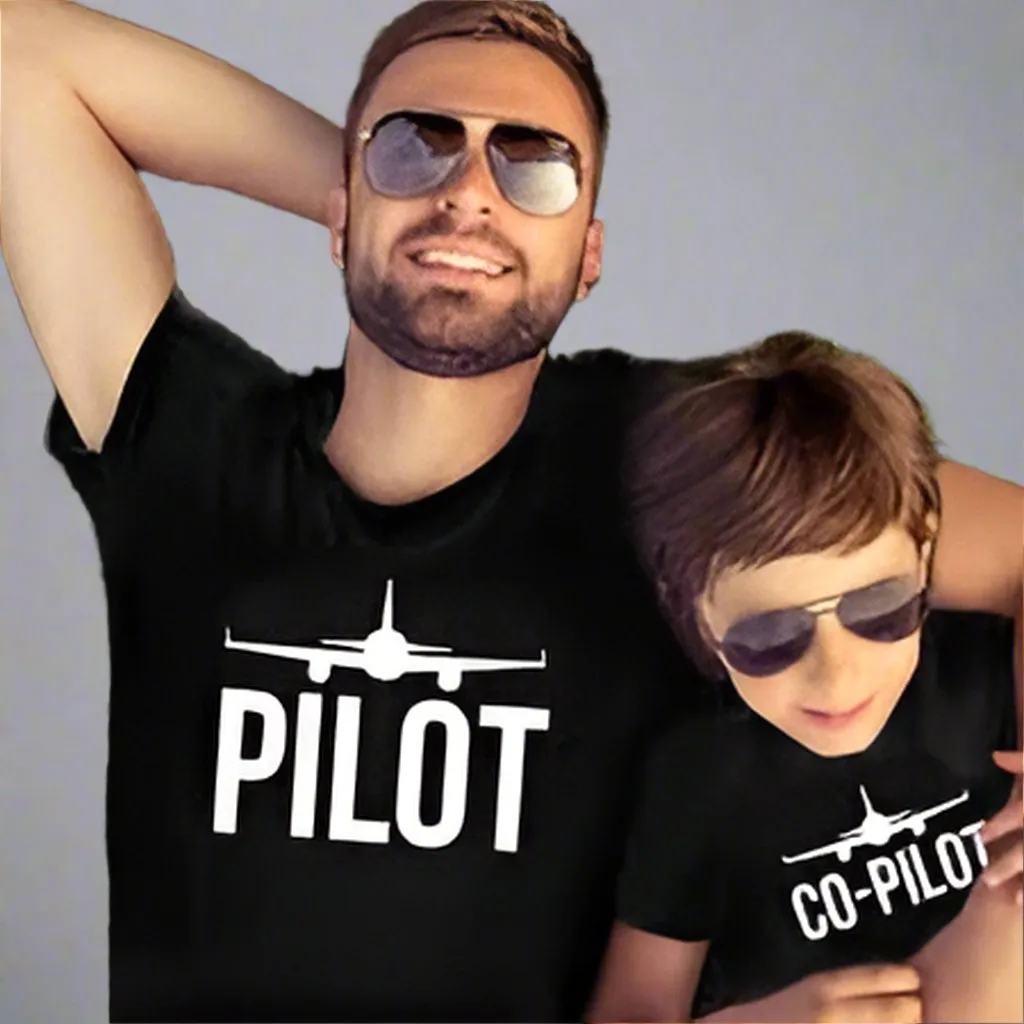 Father and Child "Pilot & Co-Pilot" Matching T-Shirt Set – Perfect for Daddy & Me Outfits