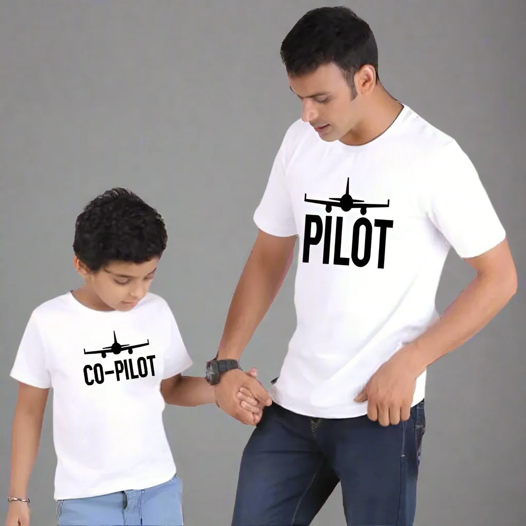 Father and Child "Pilot & Co-Pilot" Matching T-Shirt Set – Perfect for Daddy & Me Outfits