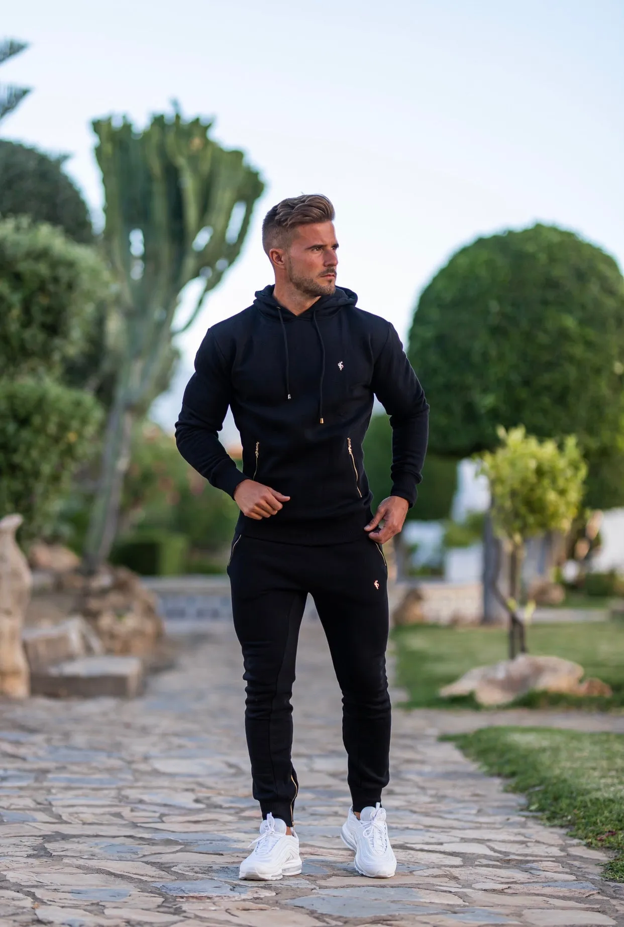 Father Sons Black & Gold Overhead Hoodie Top with Zipped Pockets - FSH472