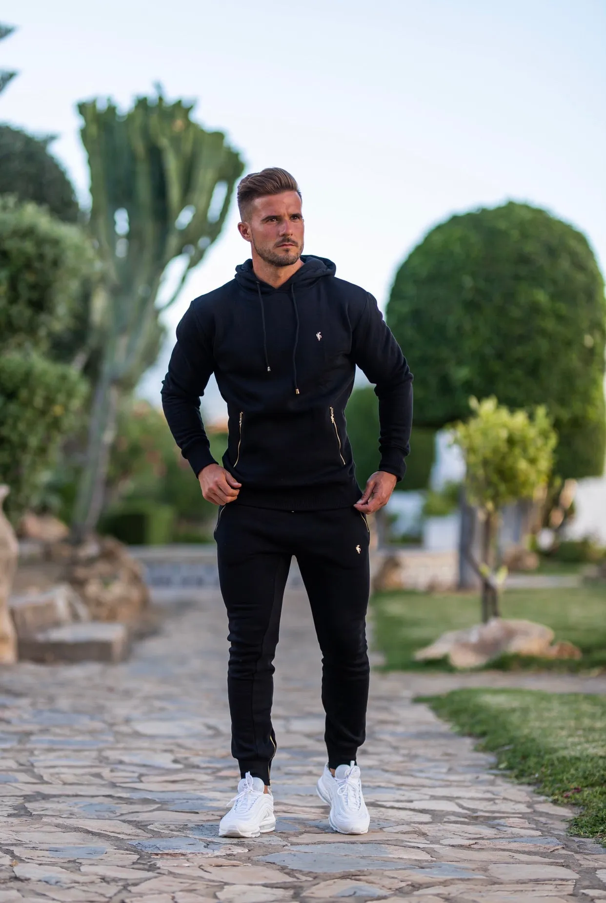 Father Sons Black & Gold Overhead Hoodie Top with Zipped Pockets - FSH472