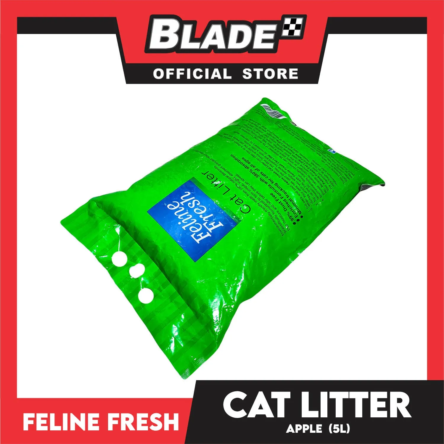 Feline Fresh Cat Litter Sand 5 Liters (Apple Scent) 99% Dust-Free, High Absorbency, Minimal Tracking For Cats Of All Ages