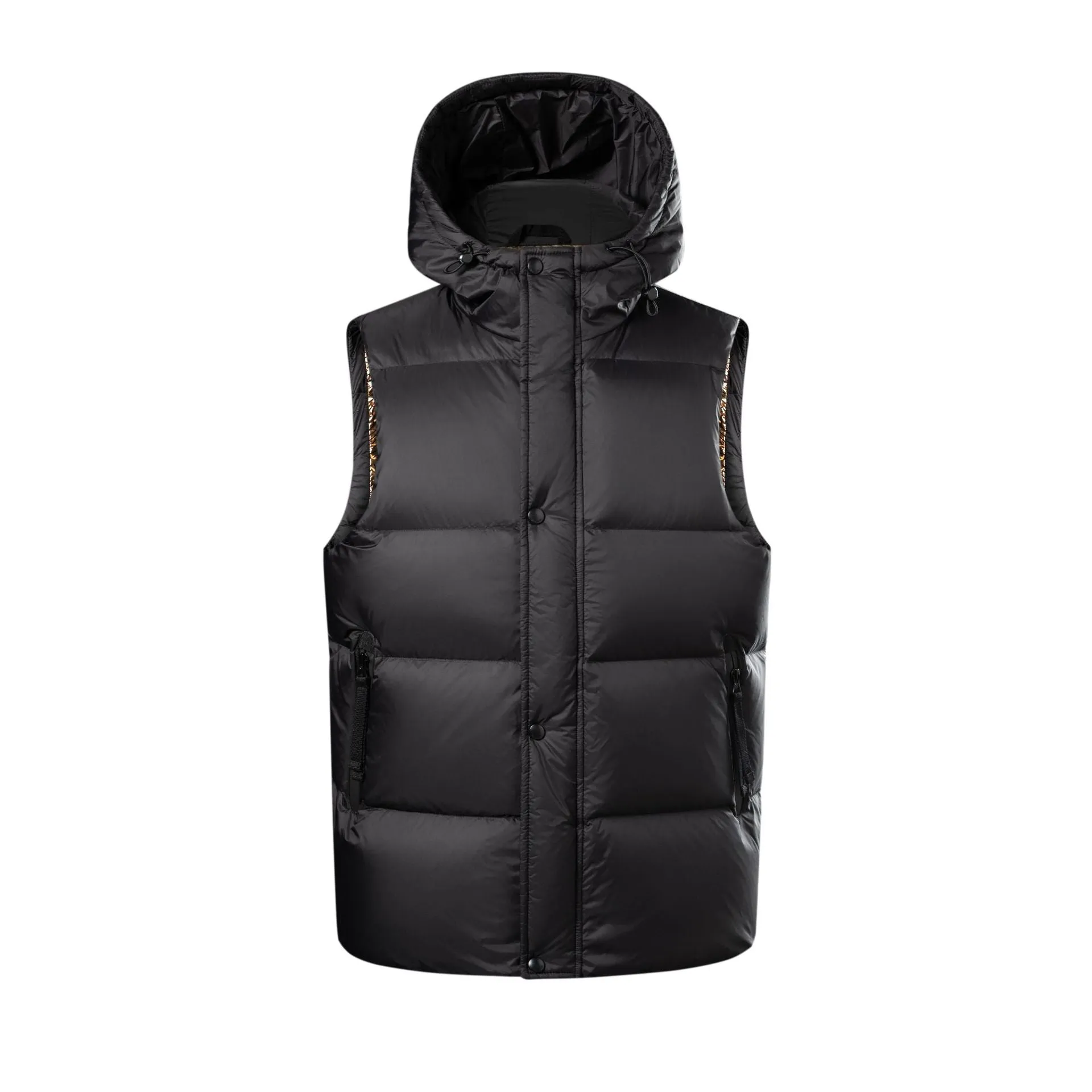 Fitted Solid Color Puffer Vest with Hood - Easy-to-clean and Windproof
