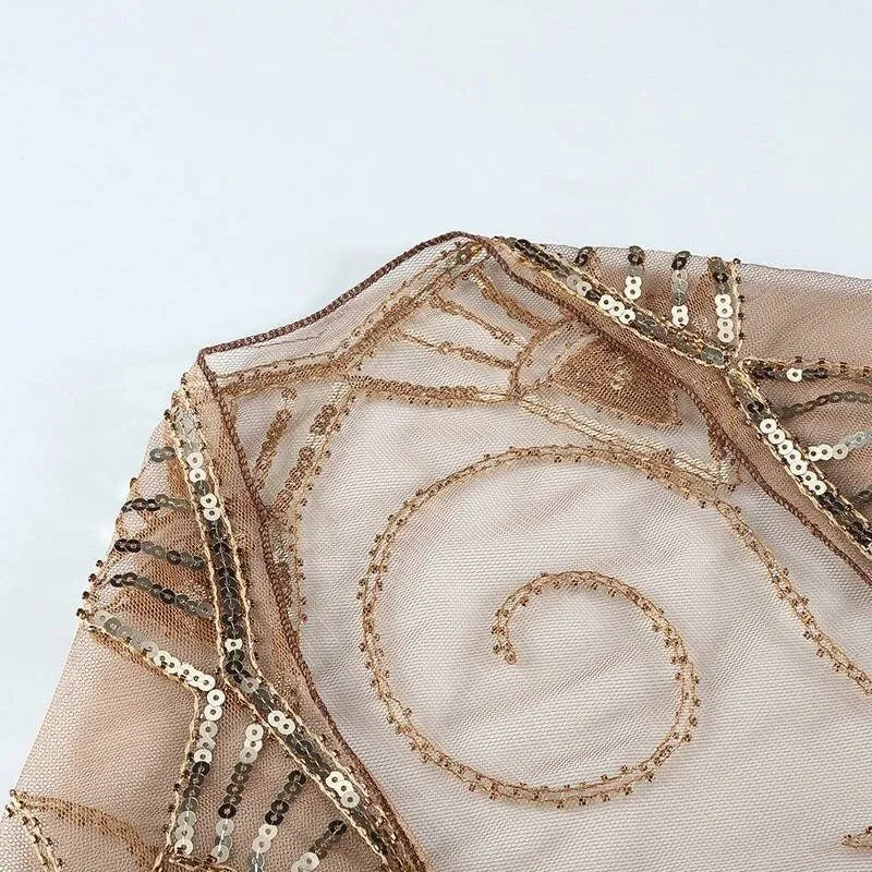 Flapper Shawl, 1920s Gatsby Vintage Retro Shawl Beaded Sequins Short Tops Party Evening Scarf Bridal Wraps Bolero Flapper Cape Cover Up