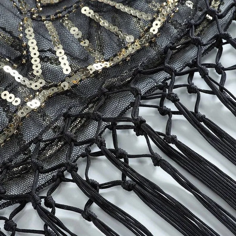 Flapper Shawl, 1920s Gatsby Vintage Retro Shawl Beaded Sequins Short Tops Party Evening Scarf Bridal Wraps Bolero Flapper Cape Cover Up