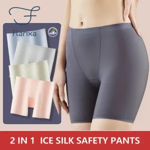 Flarixa 2 in 1 Summer Women's Safety Shorts - Ice Silk, High Elasticity, Seamless