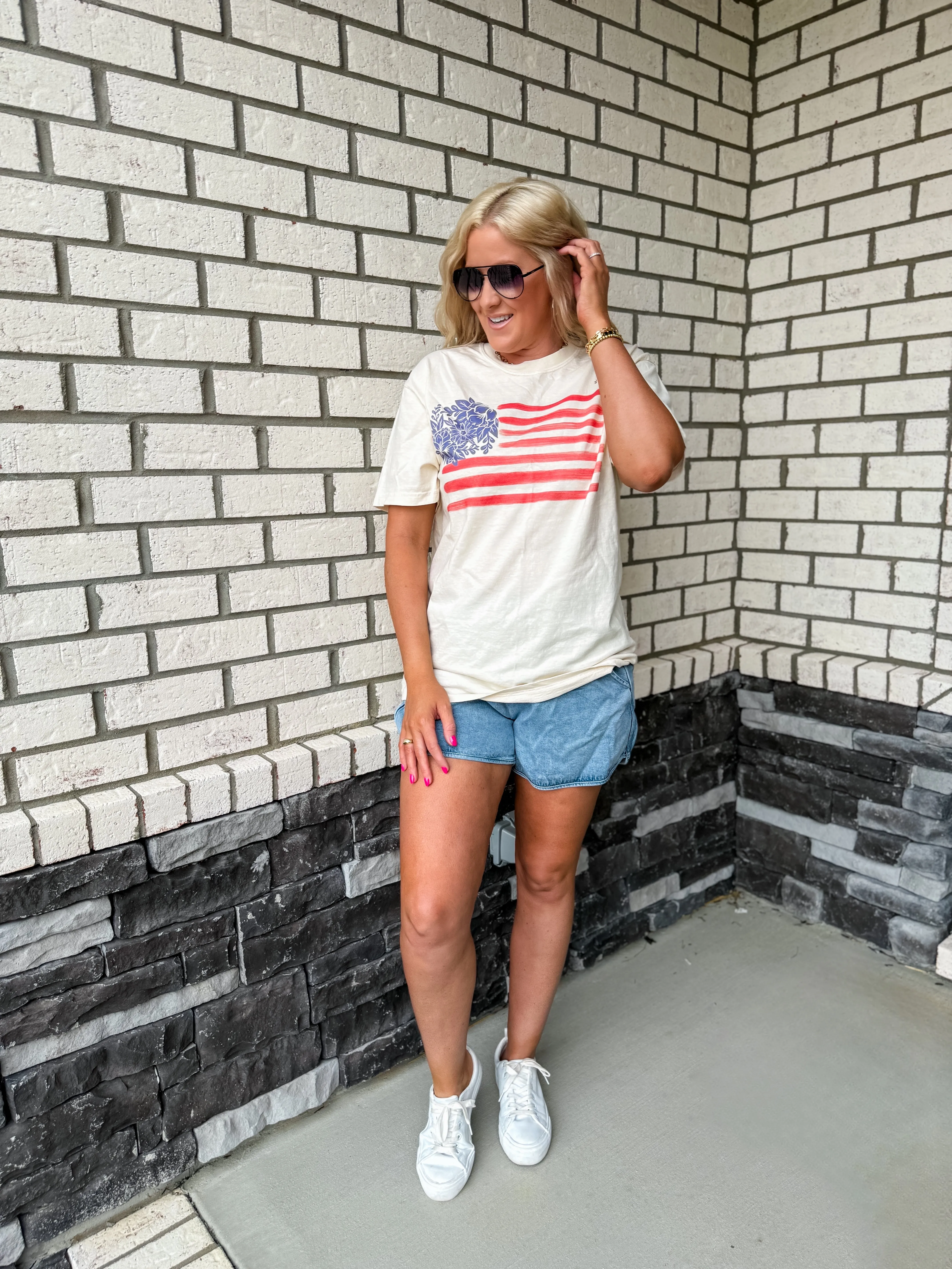 Floral Freedom Flag Tee