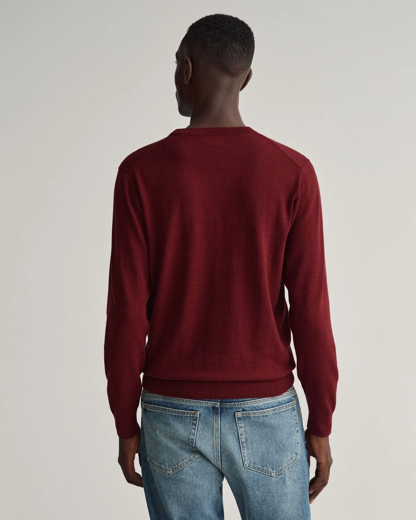 Gant Classic Cotton Crew Neck Sweater Dark Burg Melange