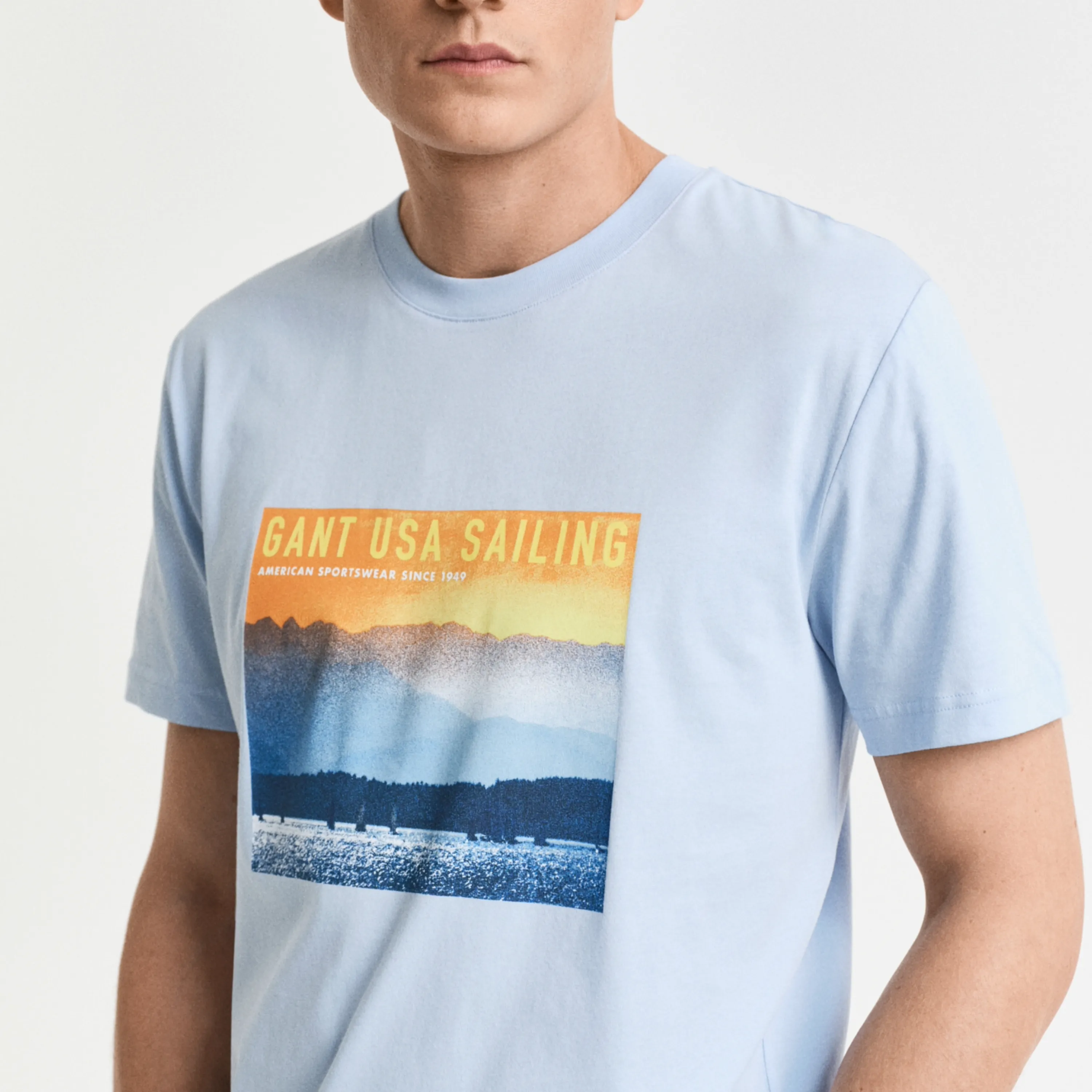 Gant Sailing Print Graphic T-Shirt - Fresh Blue