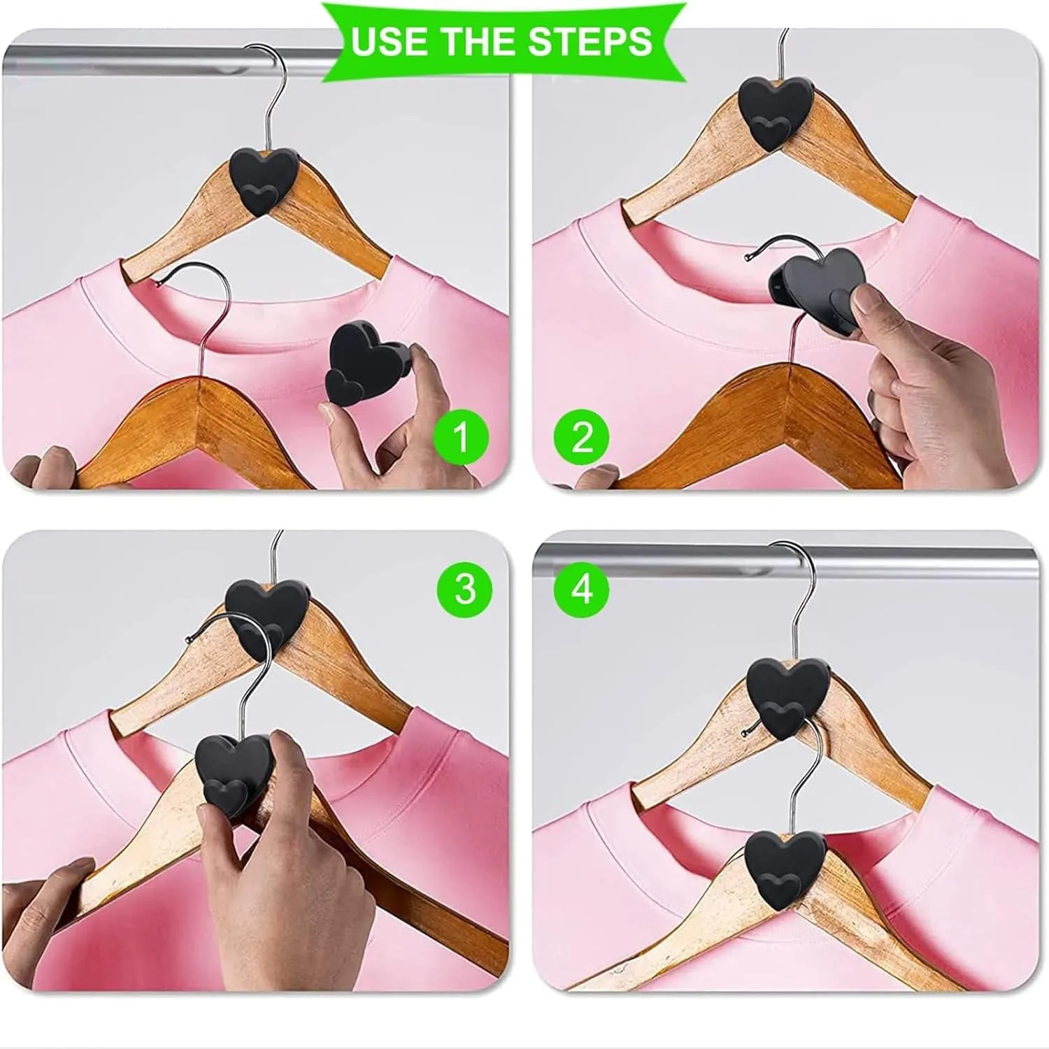 GeRRiT Space Saving Hangers, 24pcs Space Saver Hangers as Hanger Organizer, Closet Hangers Space Saver for Clothes Hanger Connector, Hanger Hooks Space Saver as Closet Organizer, Black