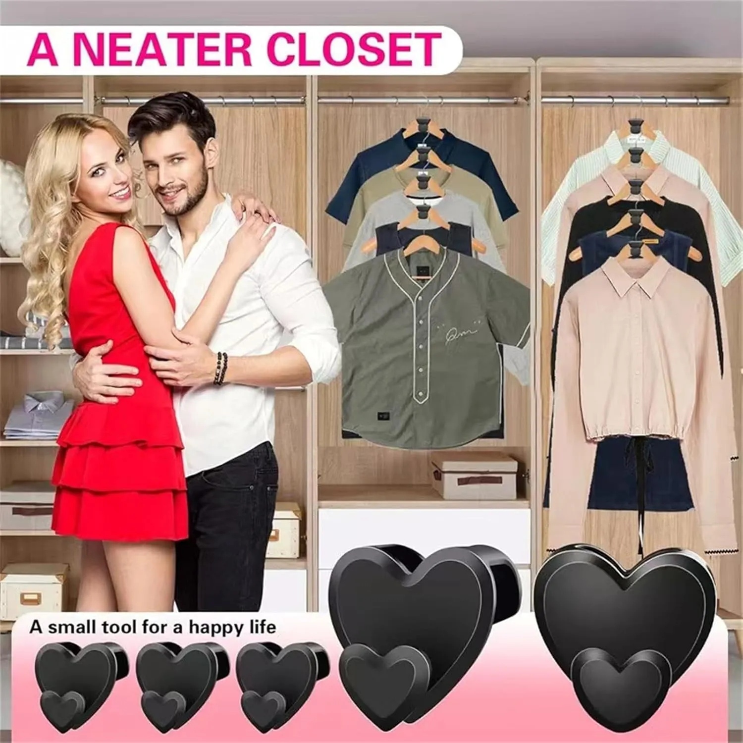 GeRRiT Space Saving Hangers, 24pcs Space Saver Hangers as Hanger Organizer, Closet Hangers Space Saver for Clothes Hanger Connector, Hanger Hooks Space Saver as Closet Organizer, Black