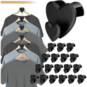 GeRRiT Space Saving Hangers, 24pcs Space Saver Hangers as Hanger Organizer, Closet Hangers Space Saver for Clothes Hanger Connector, Hanger Hooks Space Saver as Closet Organizer, Black