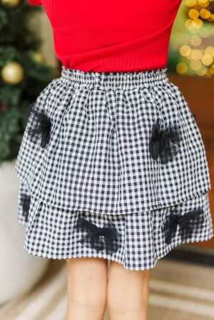 Girls: Speak Truth Black Gingham Tiered Skort
