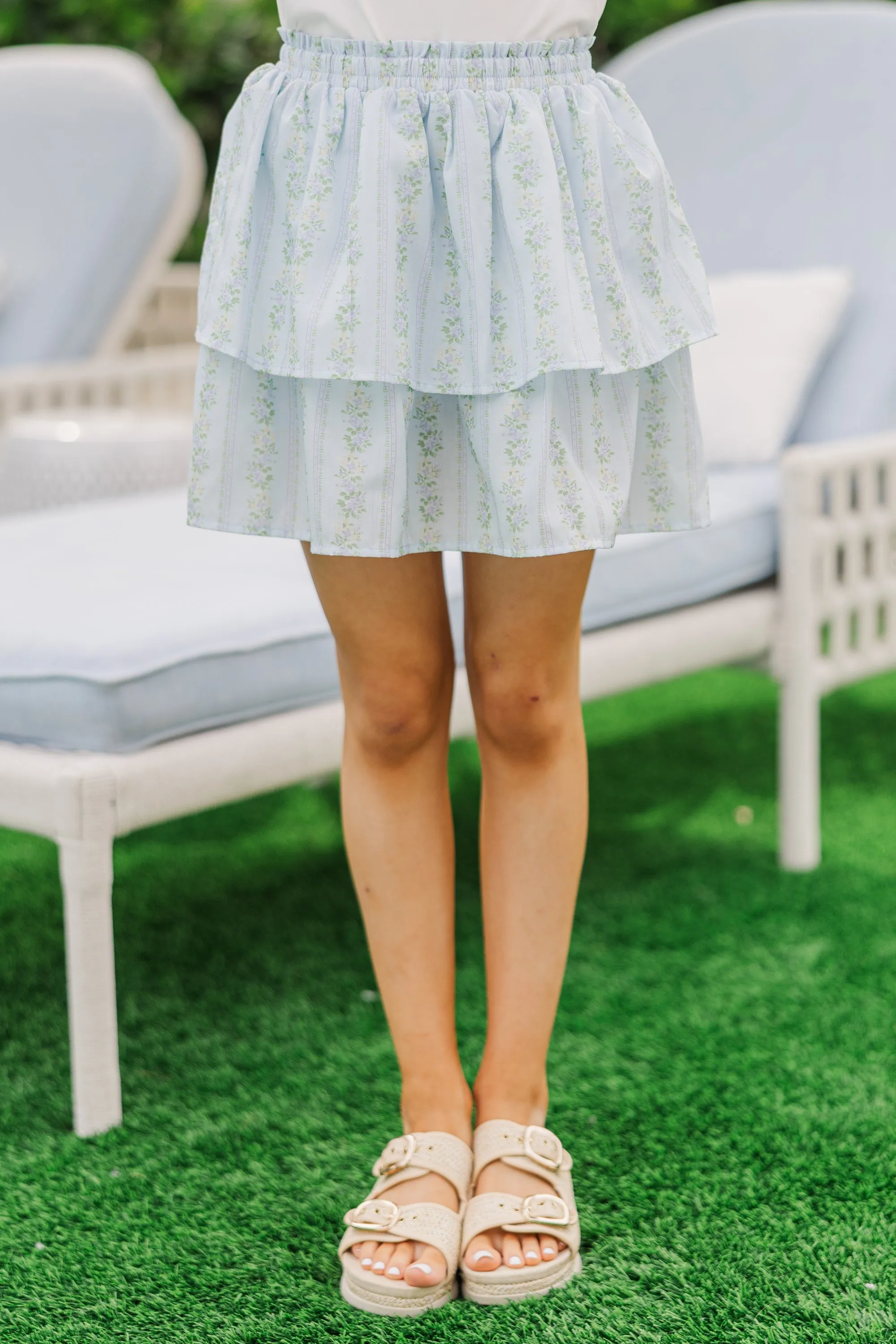 Girls: The Sarah Beth Blue Floral Skort