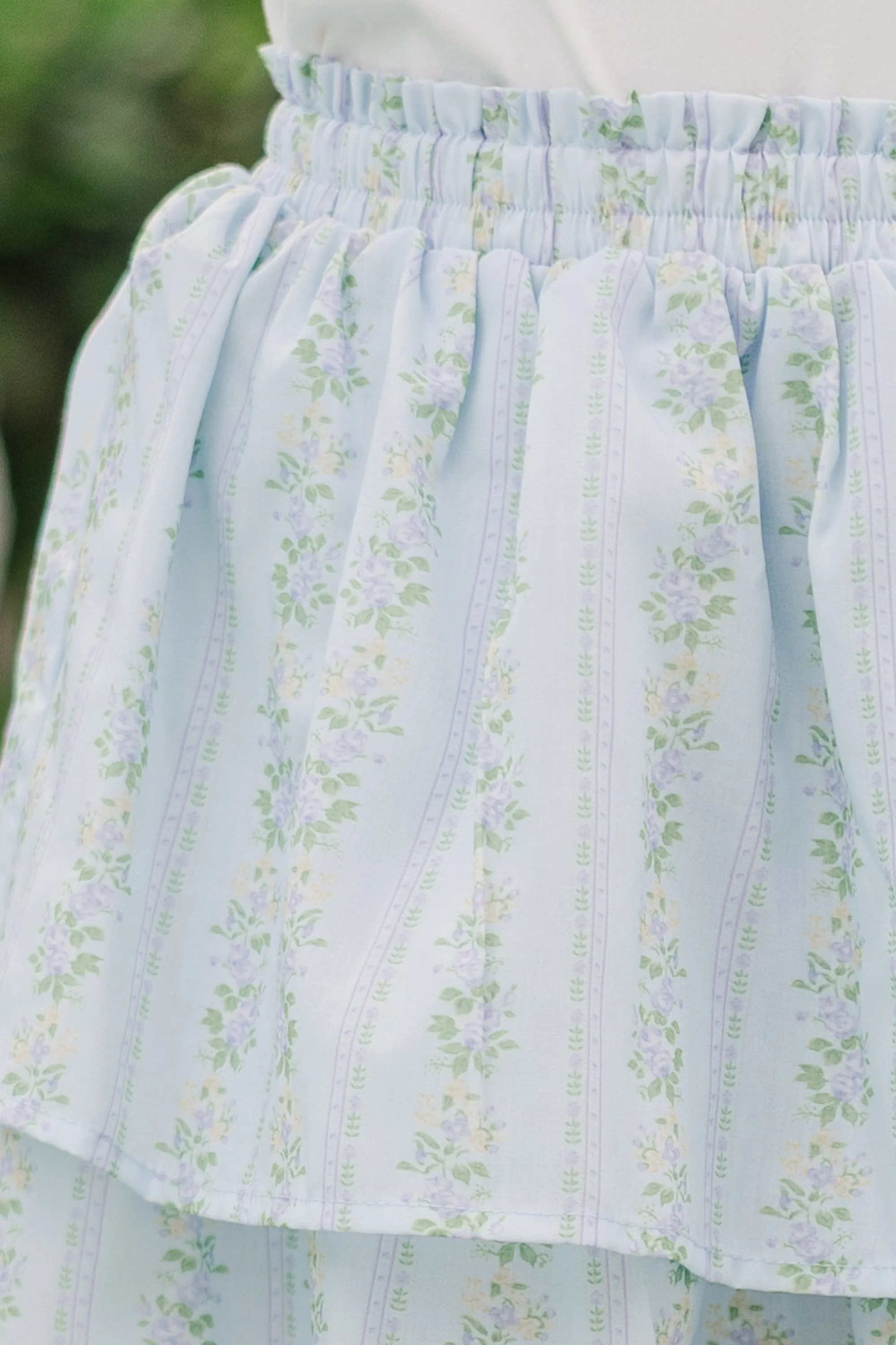 Girls: The Sarah Beth Blue Floral Skort