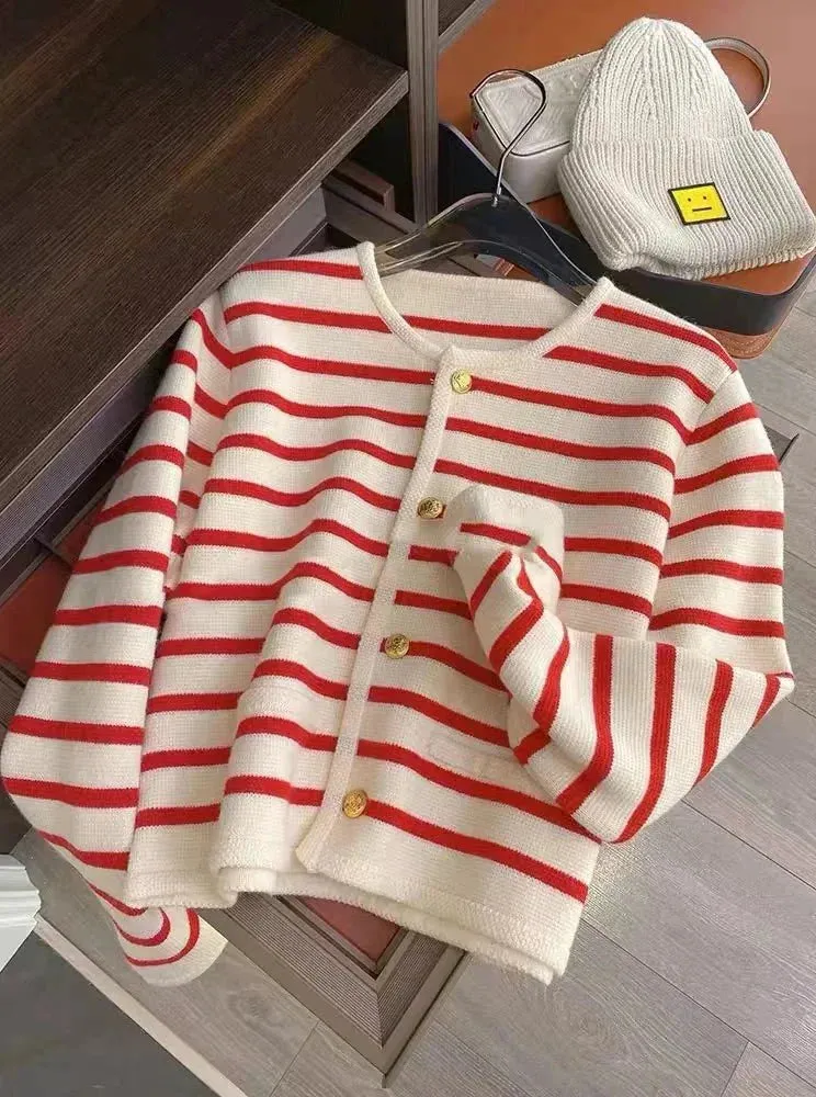 Giselle | Stylish Striped Knitted Cardigan