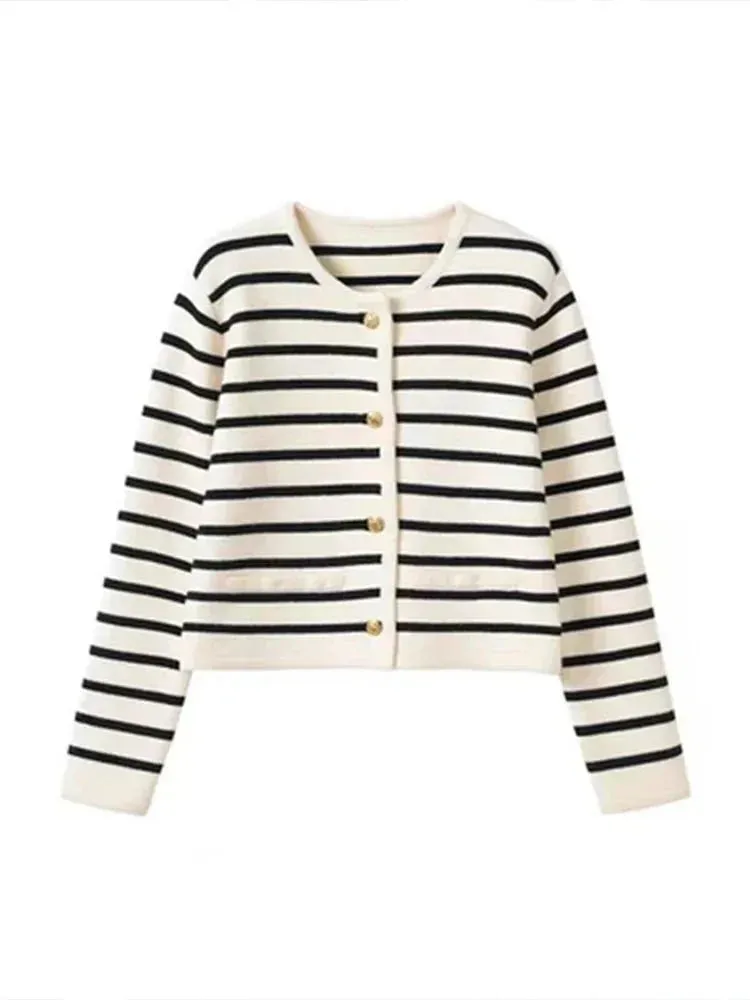 Giselle | Stylish Striped Knitted Cardigan
