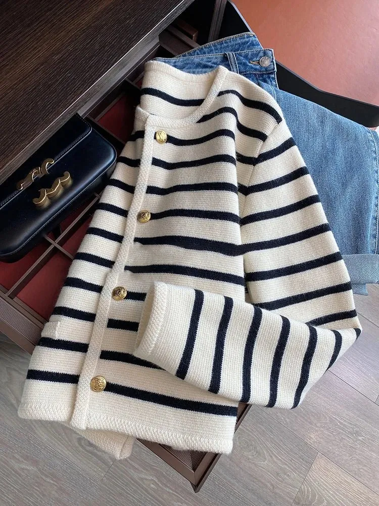 Giselle | Stylish Striped Knitted Cardigan