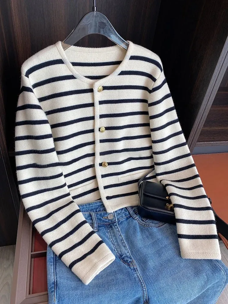 Giselle | Stylish Striped Knitted Cardigan
