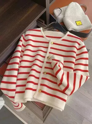 Giselle | Stylish Striped Knitted Cardigan