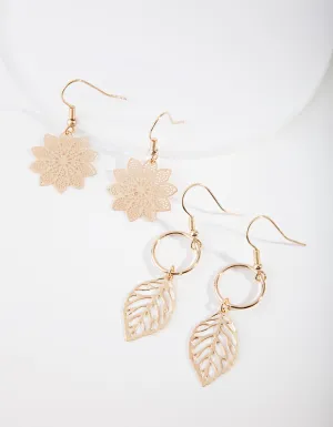 Gold Leaf Layered Earrings