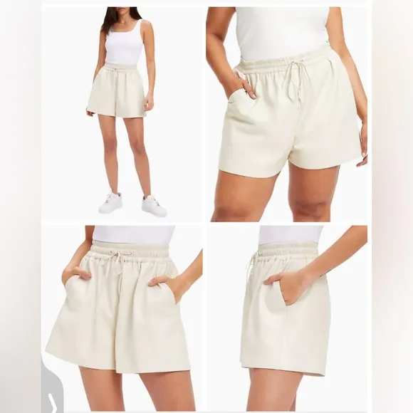 Good American Better Than Leather Shorts NWT Bone...Size 0  $119