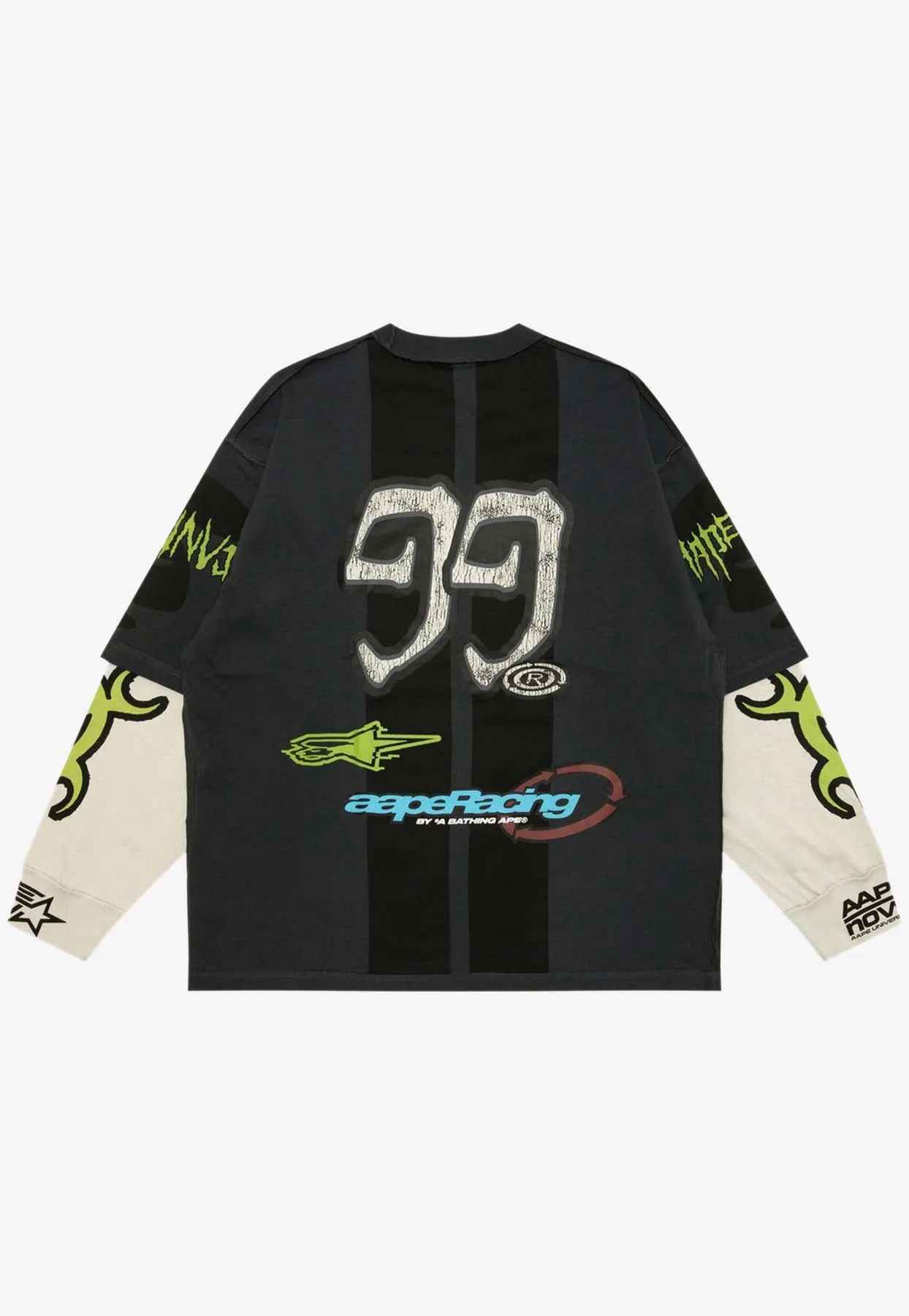 Graffiti Print Long-Sleeved Layered T-shirt