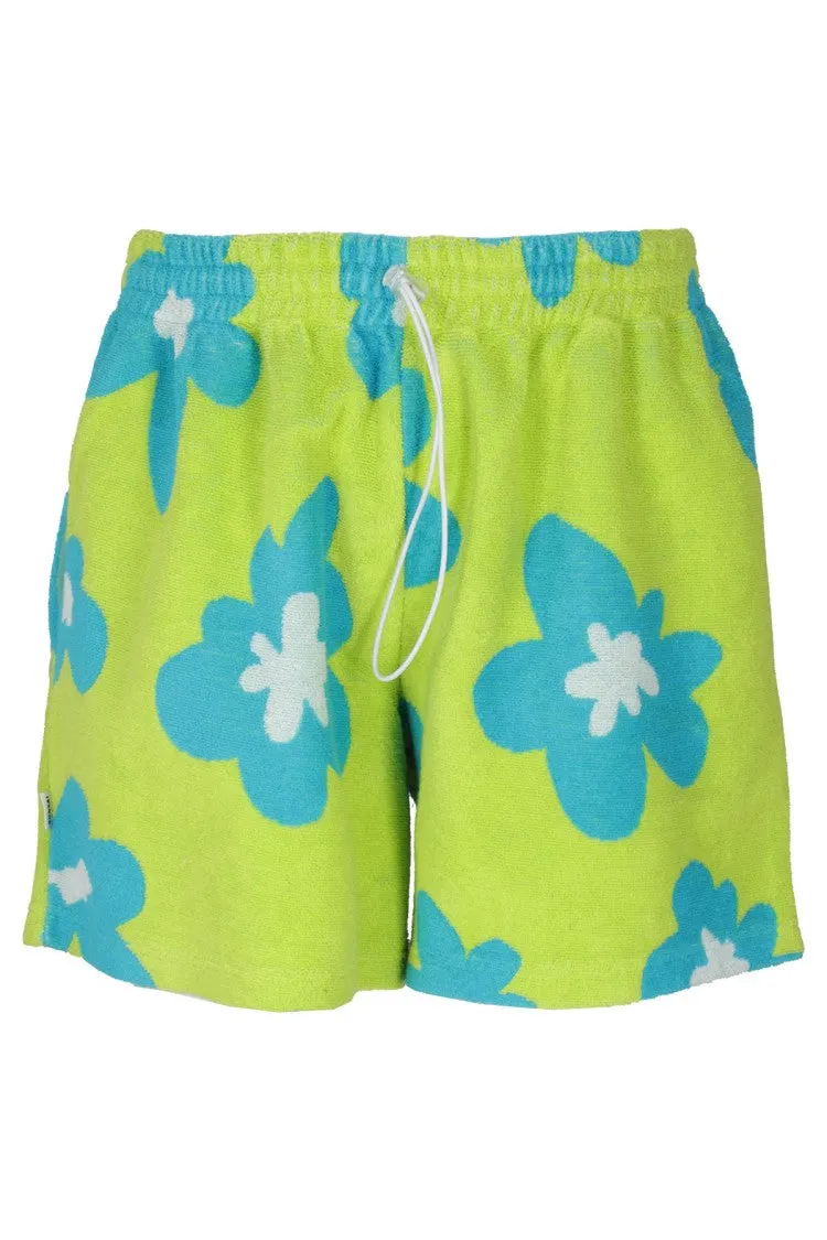 Green Acid Cotton Terry Shorts
