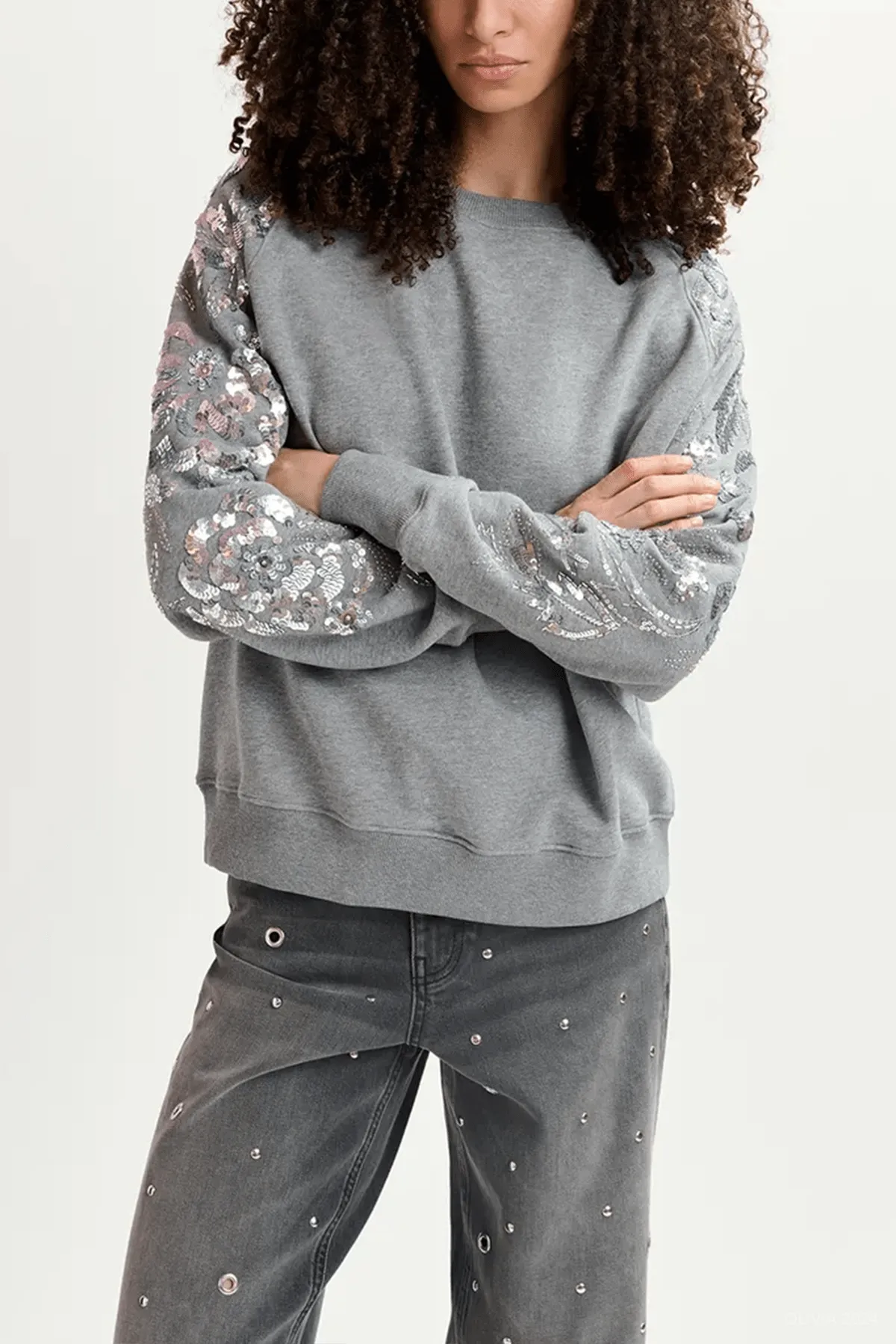Guepe Sequin Sweatshirt in Grey