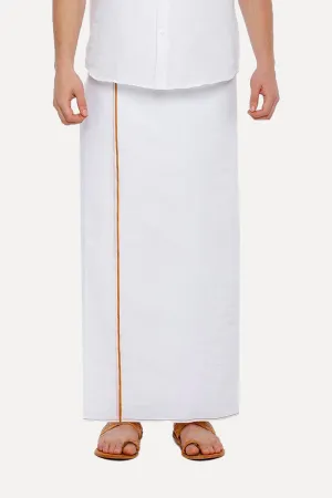 H2O-  Yellow Double Layered Dhoti With Small Border For Men | Uathayam
