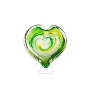 Hand Blown Glass Cremation Heart with Ashes | Honeydew