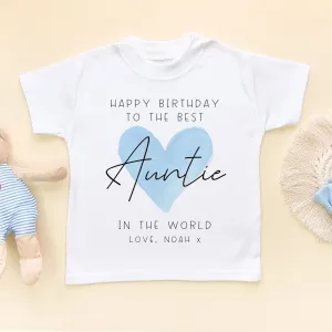 Happy Birthday Auntie Blue Heart Personalised Toddler & Kids T Shirt