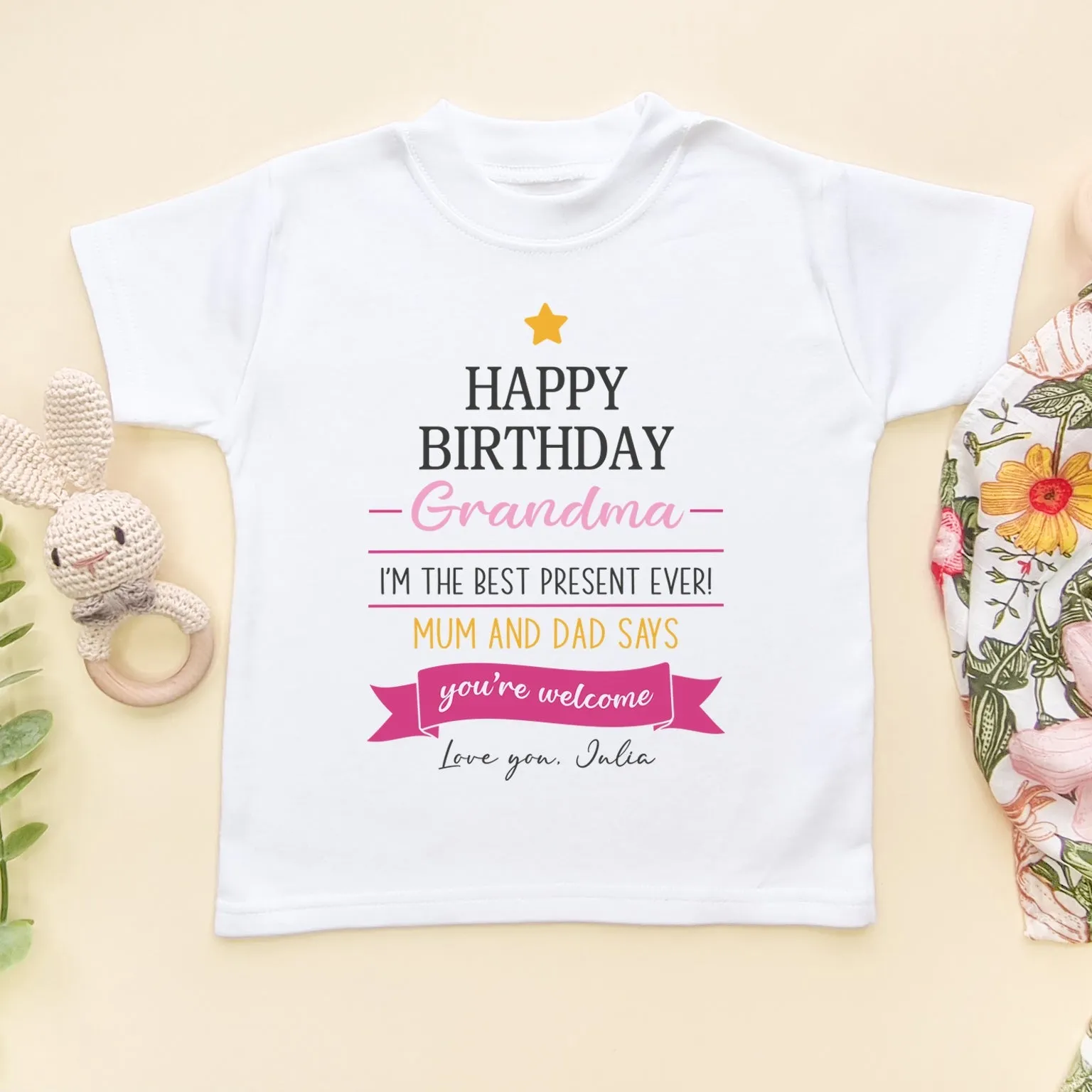 Happy Birthday Grandma Quote (Girl) Personalised Toddler & Kids T Shirt