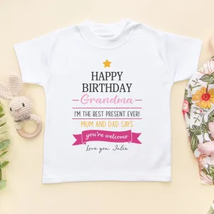 Happy Birthday Grandma Quote (Girl) Personalised Toddler & Kids T Shirt