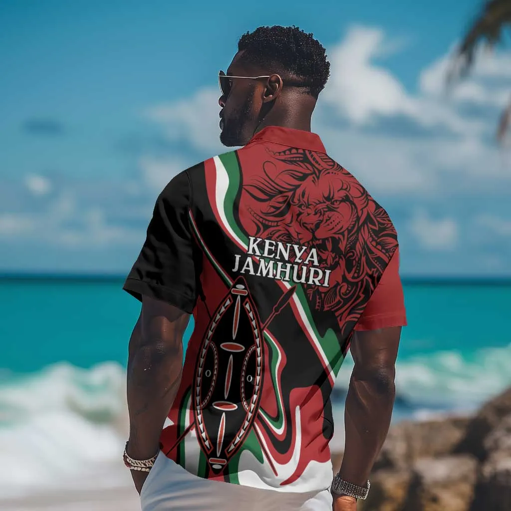 Happy Jamhuri Day Kenya Hawaiian Shirt Kenyan Lion and Maasai Shield LT9