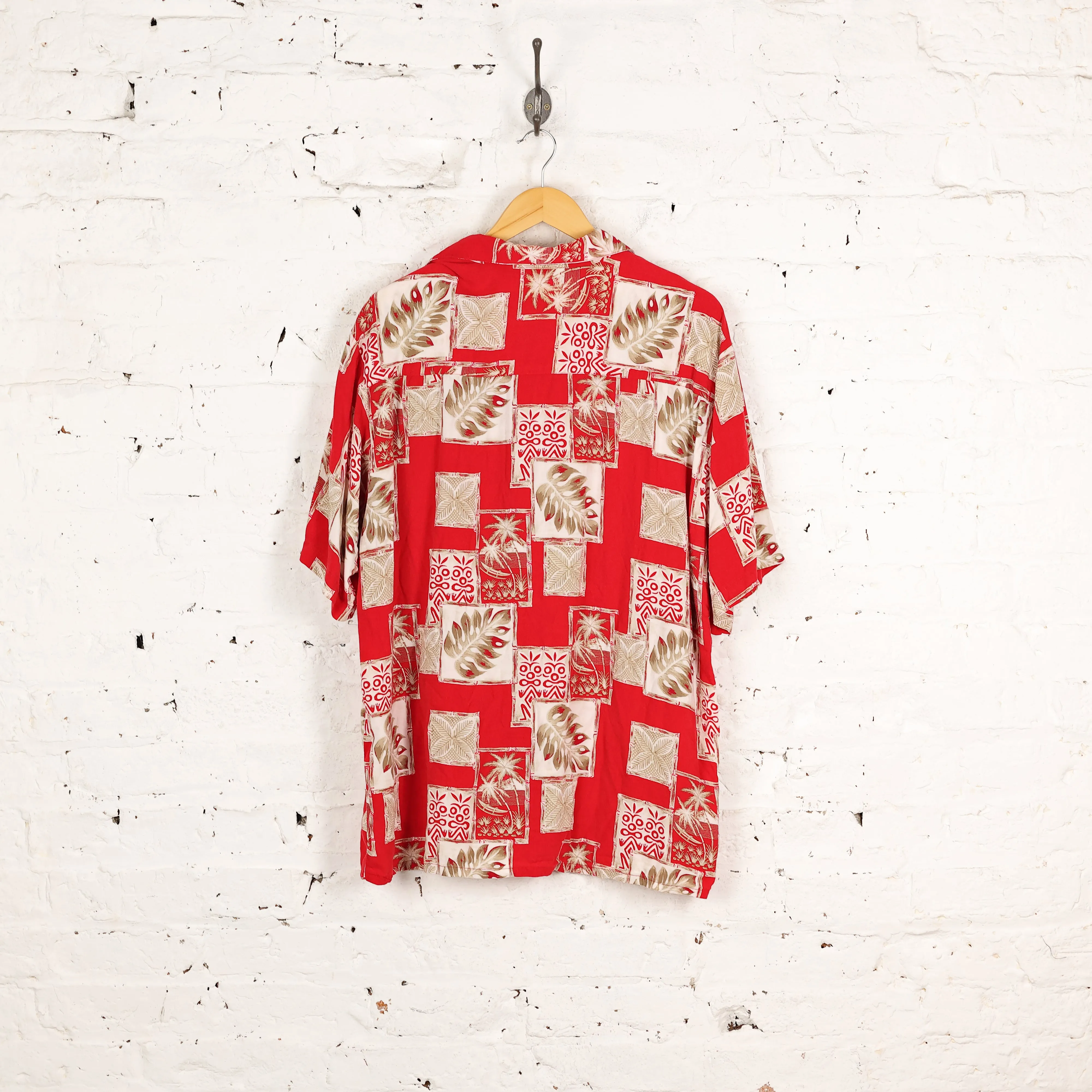 Hawaiian Leaves Print Shirt - Red - L