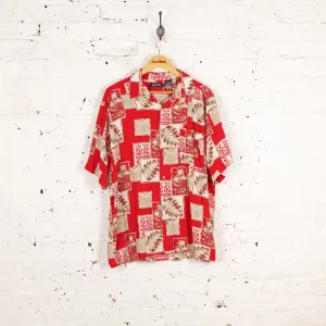 Hawaiian Leaves Print Shirt - Red - L