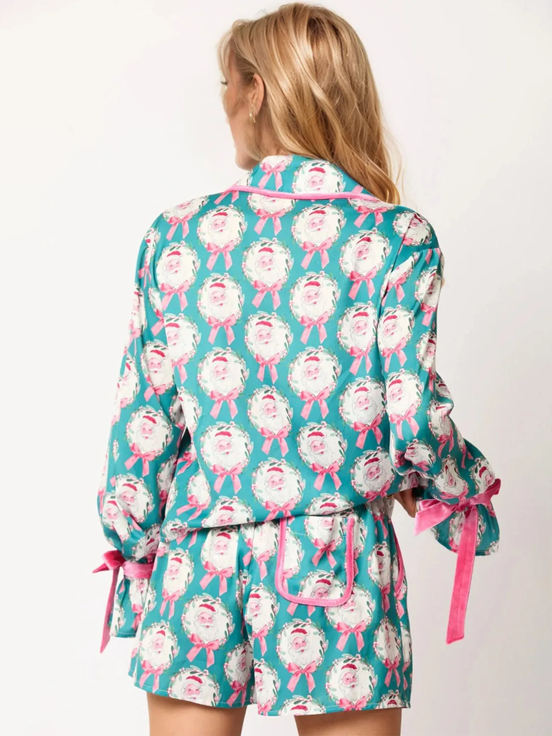 Hazel Blues® |  Tied Printed Collared Neck Long Sleeve Top and Shorts Set