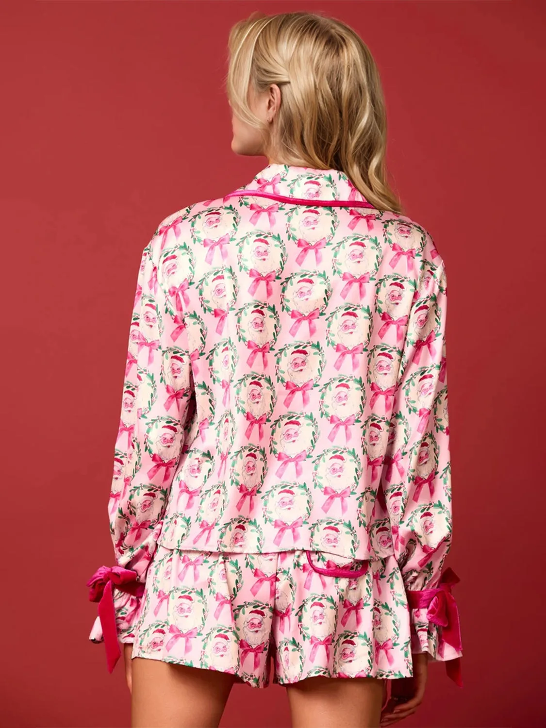 Hazel Blues® |  Tied Printed Collared Neck Long Sleeve Top and Shorts Set