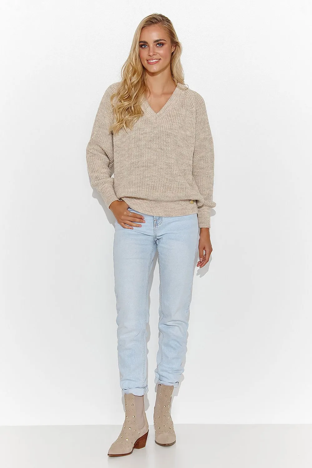 Heart Neckline Loose Fit Sweater