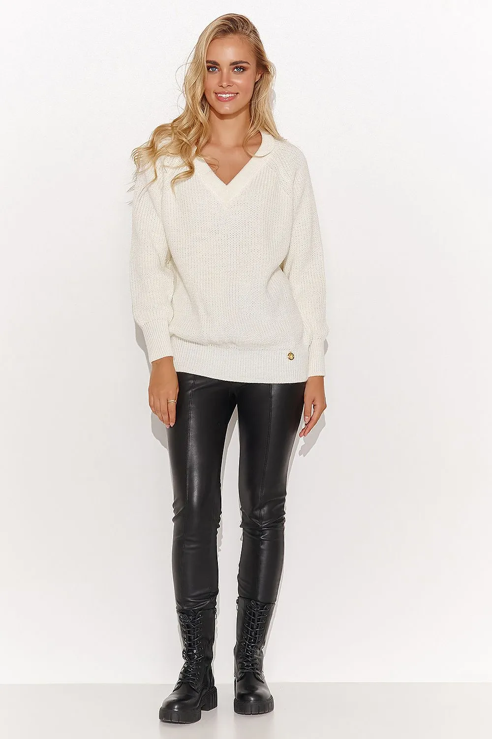Heart Neckline Loose Fit Sweater