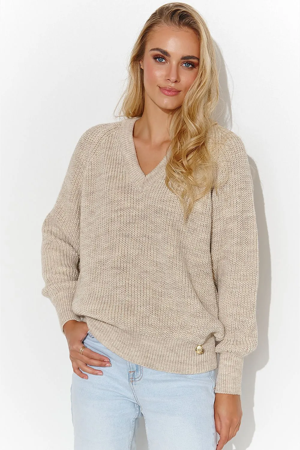 Heart Neckline Loose Fit Sweater