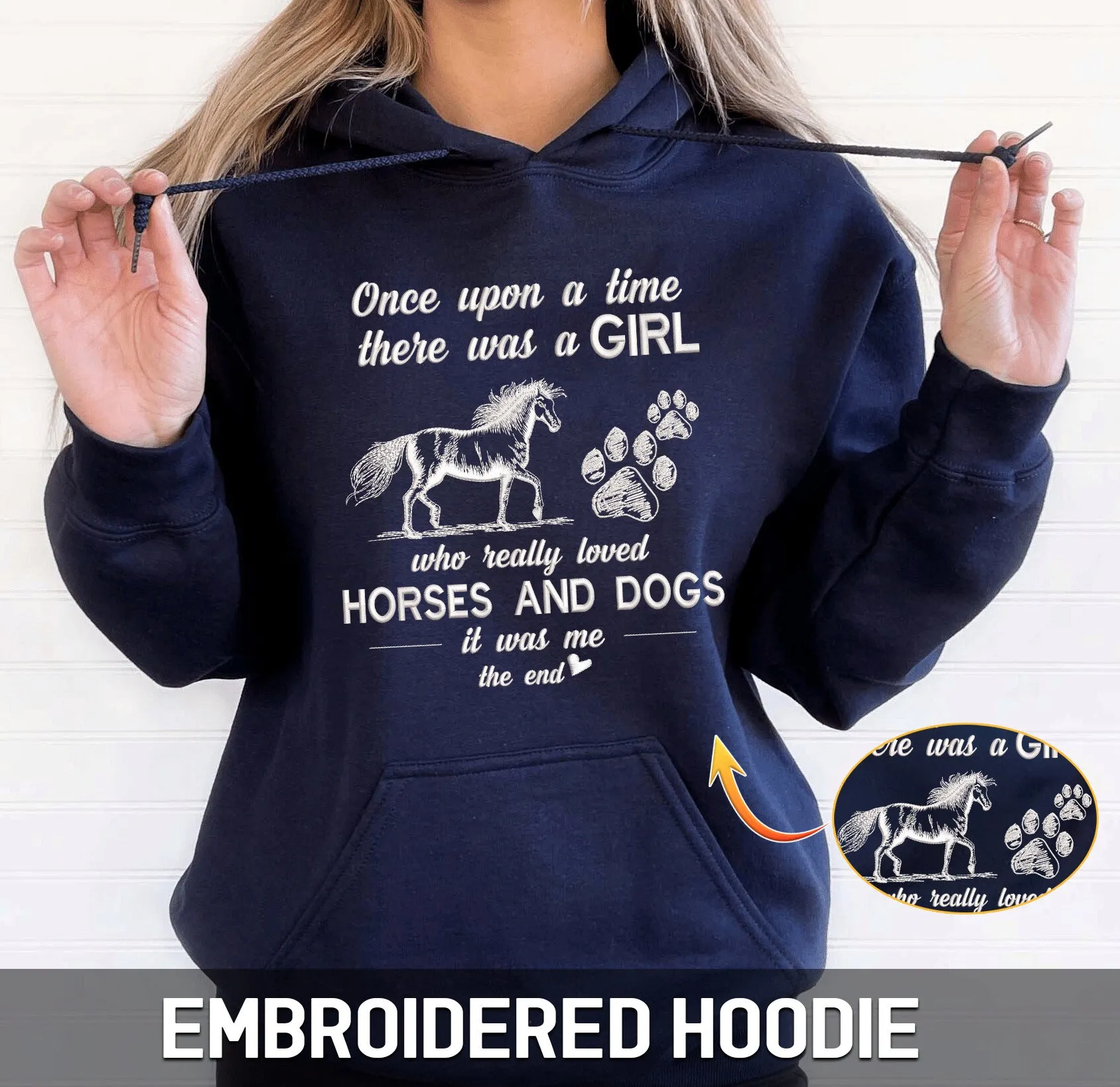 Horse And Dog Embroidered Sweatshirt   Hoodie