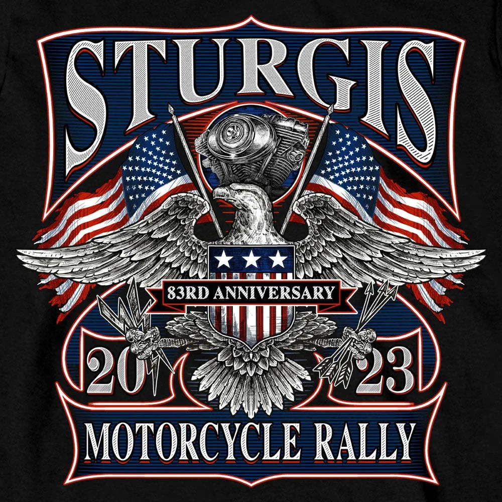 Hot Leathers SPB2103 Men's Black 2023 Sturgis Rally Vintage Patriot Long Sleeve Shirt